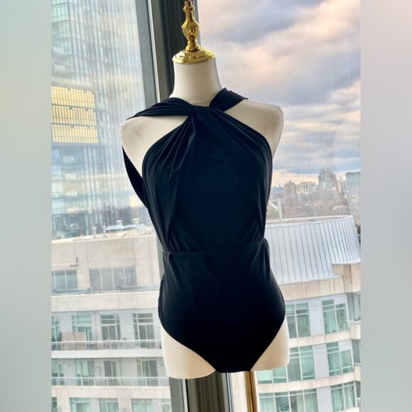 🆕 ZIMMERMANN 🧿 NWOT Ottie High-Neck Draped 1PC Swimsuit, Black - Sz 4 US 10/12 - Picture 4 of 16